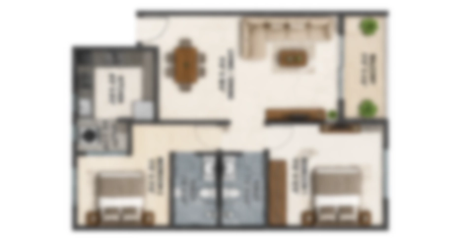 Rustomjee Bliss Thane West 2 BHK Floor Plan