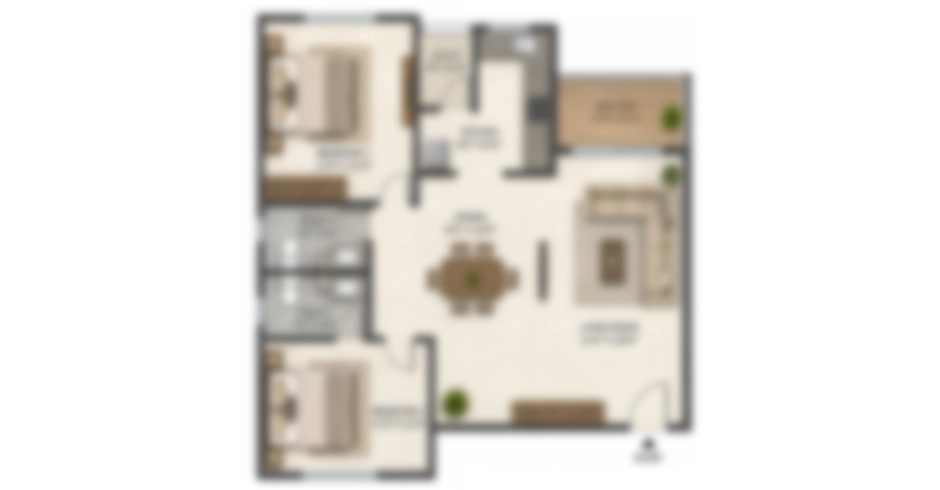 Rustomjee Bliss Thane West 2 BHK Floor Plan
