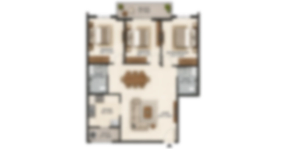 Rustomjee Bliss Thane West 3 BHK Floor Plan
